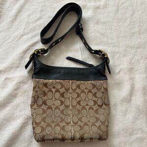 VTG 2000s Coach Bleecker Signature Leather Black/Tan Shoulder Bag